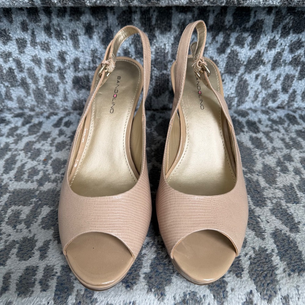 Bandolino Malmo Nude Peep Toe Slingback Heels Size 9M Reptile Embossed BD7MALMO - Picture 4 of 5